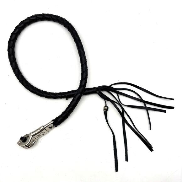 NEW Dream Apparel Black Braided Leather Silver Skull Tassel Get Back Whip 42" - Picture 1 of 11